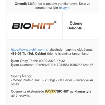 Biohiit Ve Paytr Sipariş Sorunları