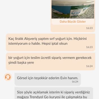Trendyol Market Sipariş İptali Problemi