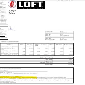 Loft Fatura Metninde Yer Alan İbareye Aykırı İşlem Yapıyor!