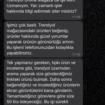 Trendyol Yabancı Numaradan İş Mesajı