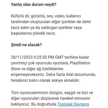 PlayStation Türkiye PSN Hesabımın Haksız Yere Askıya Alındı