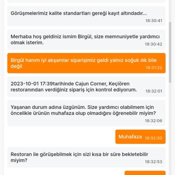 Migros Yemek İle Verdiğim Sipariş Soğuk Geldi Ve Bir Yardım Alamadım