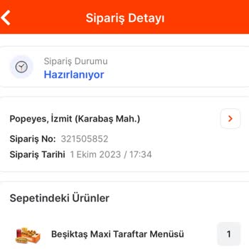 Popeyes Migros Uygulama Yemek İptali