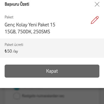 Vodafone Genç Kolay Yeni Paket 15 Paketini Satın Alamıyorum