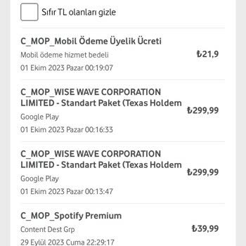 Vodafone Oyun İçi Satın Alınan Ürünün Faturaya 2 Kez Yansıtılması