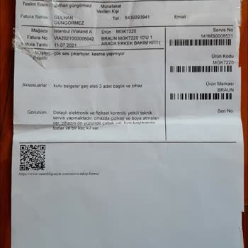 Braun Kişisel Bakım Ürünleri Garanti Süresi İçinde Arıza Giderilmemesi