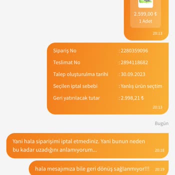 Boyner Sipariş İptalinin Onaylanmaması.