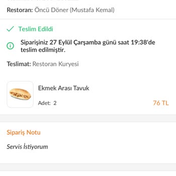Öncü Döner Bayat Ekmek İle Sipariş Gönderiyorlar.