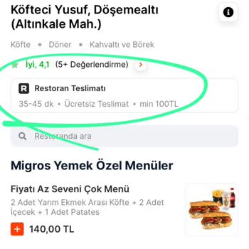 Migros Yemek Ve Köfteci Yusuf 2 Saatte Yemeği Gönderemedi.