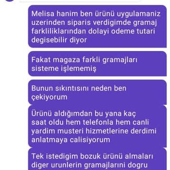Getirçarşı Namlı Market Siparişi Kusurlu Ürün Ve Fazla Para Alınması