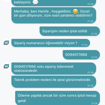 Watsons Siparişim İptal Edildi