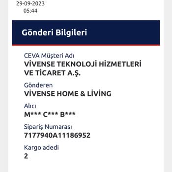 Vivense Teslim Edilemeyen Sipariş