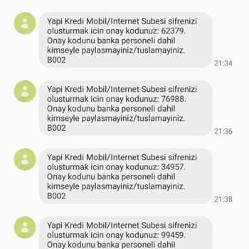 Yapı Kredi Bankasından İşlem Yapmadığım Halde Gelen Mesajlar
