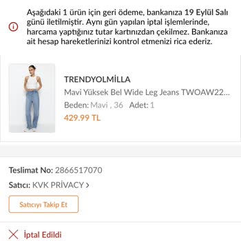 Trendyol İptal Ürünümün İadesi Yatmadı
