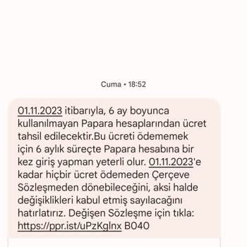 Papara Süresiz Blokeli Hesabıma Ücret Yansıtması Hakkında