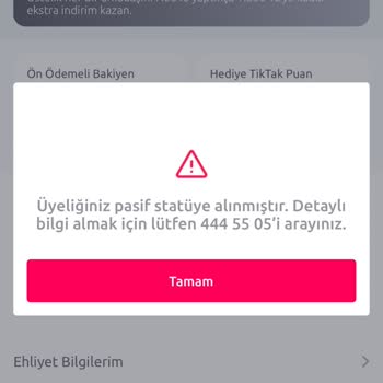 Tiktak Kirala Üyeliğimin Pasife Alınması