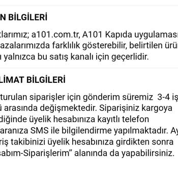 A101 Teslimat Süresi Ve Kargoya Verilme