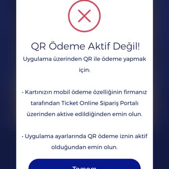 Ticket Edenred QR Ödeme Hatası