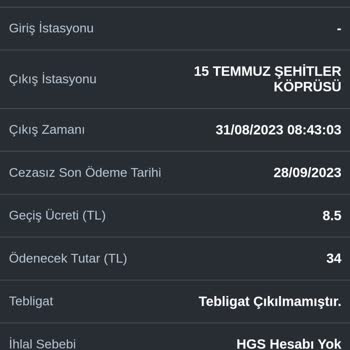 Hiç Geçmediğim Köprüden HGS Cezası