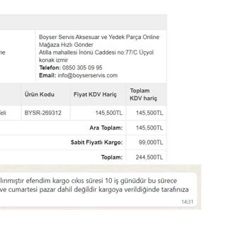 Boyser Teknik Servis Siparişim Teslim Edilmedi, Yanıt Alamıyorum, Hesabıma Giremiyorum