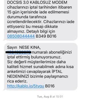 Kablo Net TÜRKSAT Kablo 1910.38 TL Faturamı İptal Etmiyor!