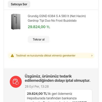 Grundig Tedarik Edilemedi Bahanesi