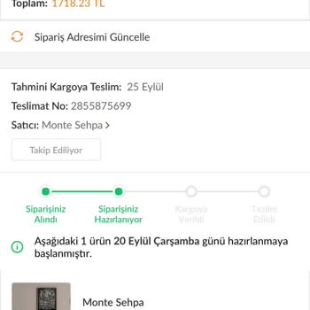 Monte Sehpa Siparişim Kargoya Verilmedi