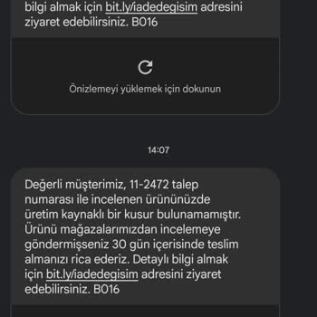 Skechers Hatalı Ürünü Kabul Etmeme.