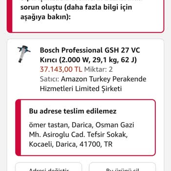 Amazon.tr Sipariş Verememe Sorunu