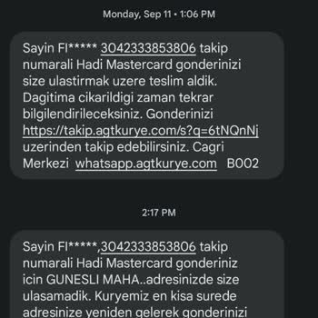 A101 Hadi Mastercart İn AGT Kurye Tarafından Teslim Edilememesi