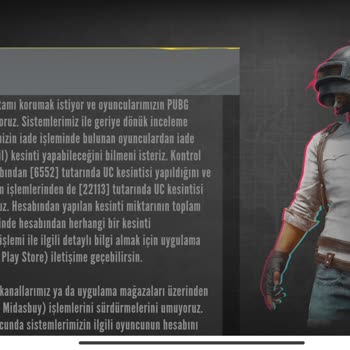 PUBG Uc Hesap İade Yasak Dedi