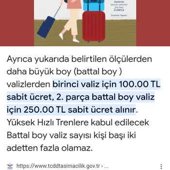 TCDD Bagaj Ücret Alınması