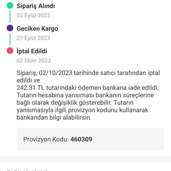 Dolap Geciken Sipariş İptali