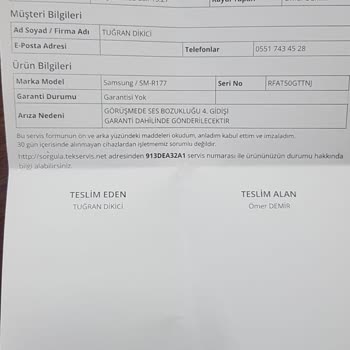 Samsung - Ankara BDH Servis - Beceriksizliği