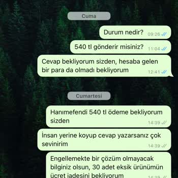 Lila Tasarım Organizasyon Eksik Ürün Gönderimi