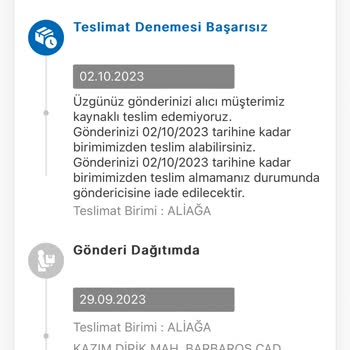 İzmir Aliağa MNG Kargo Teslimat Yapmıyor.