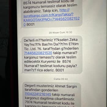Sürat Kargo Kargomu Getirmiyor Eskişehir Lületaşı Şubesi Cevap Vermiyor