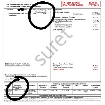 Vodafone İbraz Edilen Taahhüt Fiyatından Farklı Bir Fiyat Yansımıştır