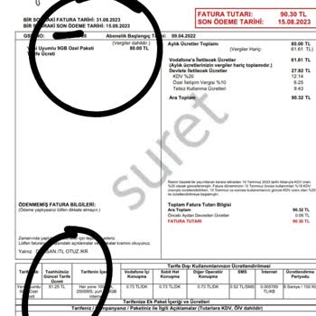 Vodafone İbraz Edilen Taahhüt Fiyatından Farklı Bir Fiyat Yansımıştır