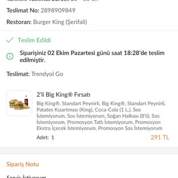 Trendyol Yemeğim Karıştı/ya Da Kurye Yedi Bilemiyorum