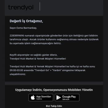 Trendyol Market Mağduriyeti Müşteri Hizmetleri