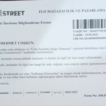 In Street Ayakkabı Garanti Kapsamında Değiştirilmesi