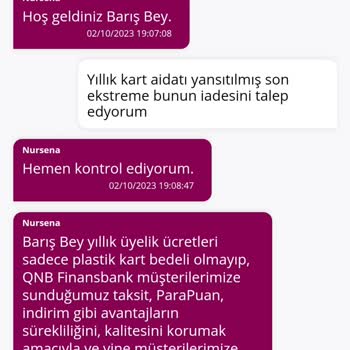 QNB Finansbank 469 ₺ Yıllık Üyelik Ücreti!