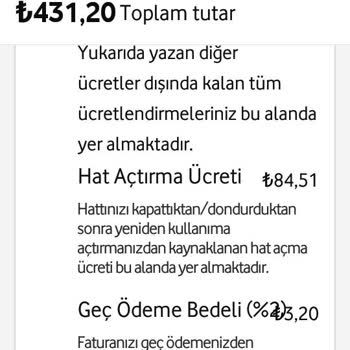 Vodafone Hat Açma Bedeli
