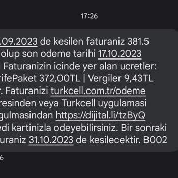 Turkcell Operatör Değişikliği Sonrası Fatura Kesmesi