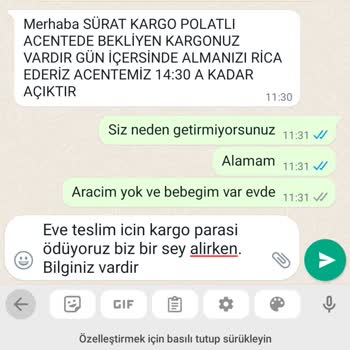 Sürat Kargo Kargomu Getirmiyorlar Gel Al Mesajı Atıyorlar