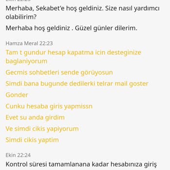 Sekabet Hesap Kapatma Sorunu