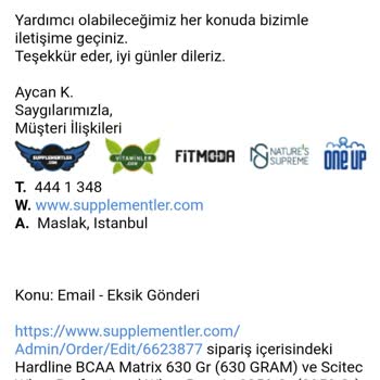 Supplementler Eksik Gelen 3 Ürün