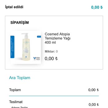 Watsons Online Siparişin Talep Dışı İptali