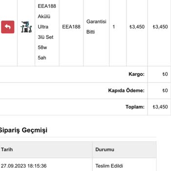 Ekinler Profesyonel El Aletleri İade İçin Yardım Talebi